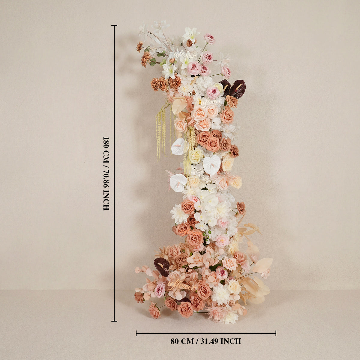 Uflower Terracotta Blush Floral Horn Arch Accessoires de toile de fond de mariage ENSEMBLE80222-01