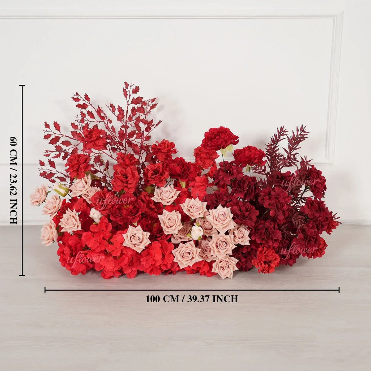Uflower Red Floral Arrangement Wedding Backdrop Floral Props SET80164-01 - Uflower