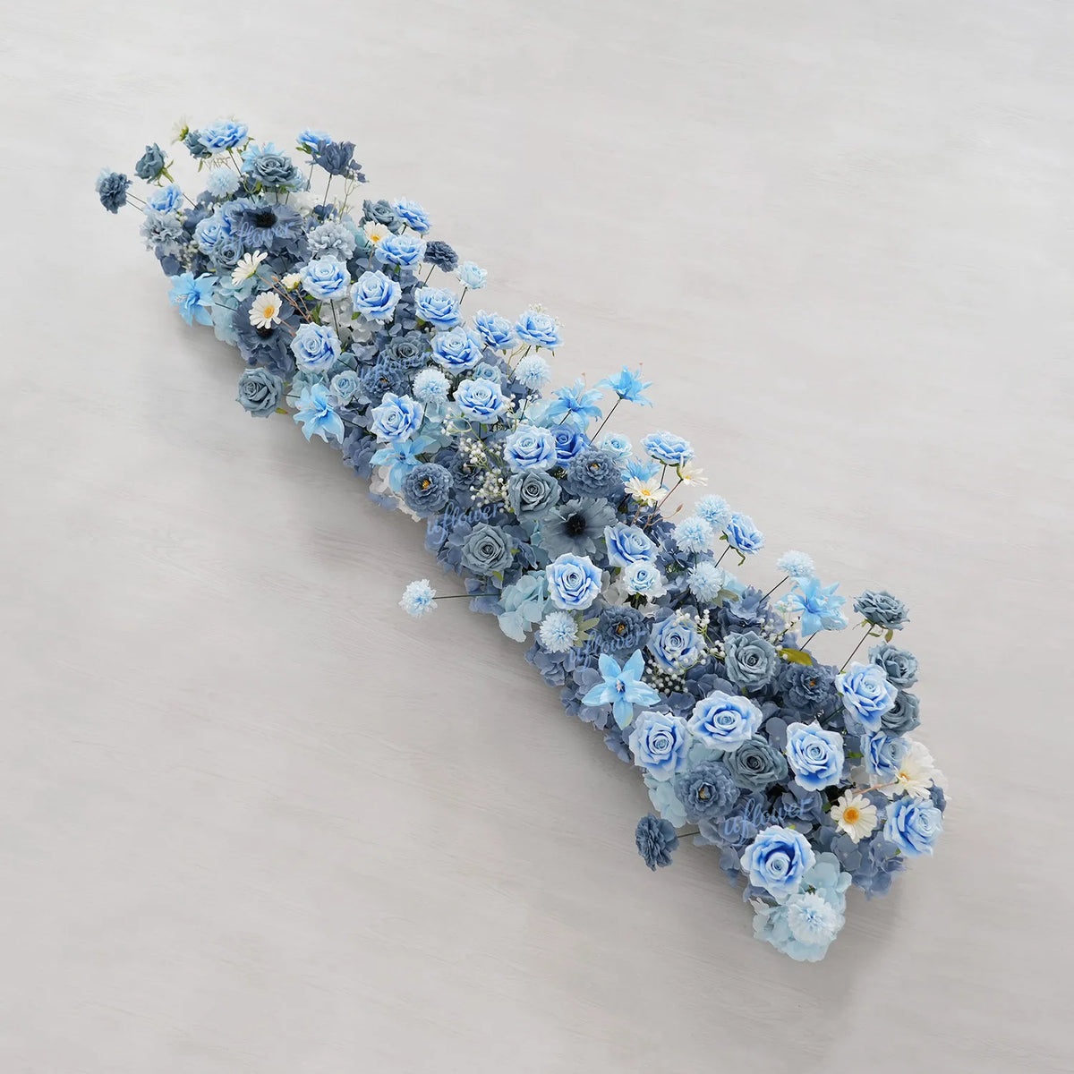 Uflower Blue Table Runner Sofa Floral Wedding Backdrop Decor MC80227-01