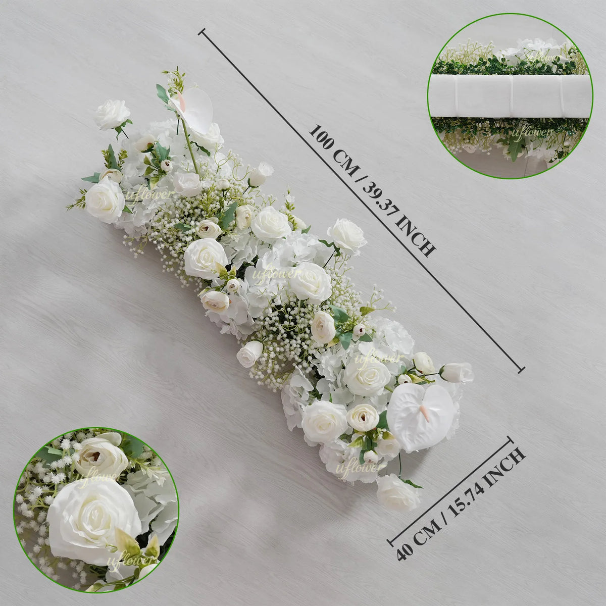 Uflower White Baby's Breath Flower Row Wedding KT Backdrop Decor SET80170