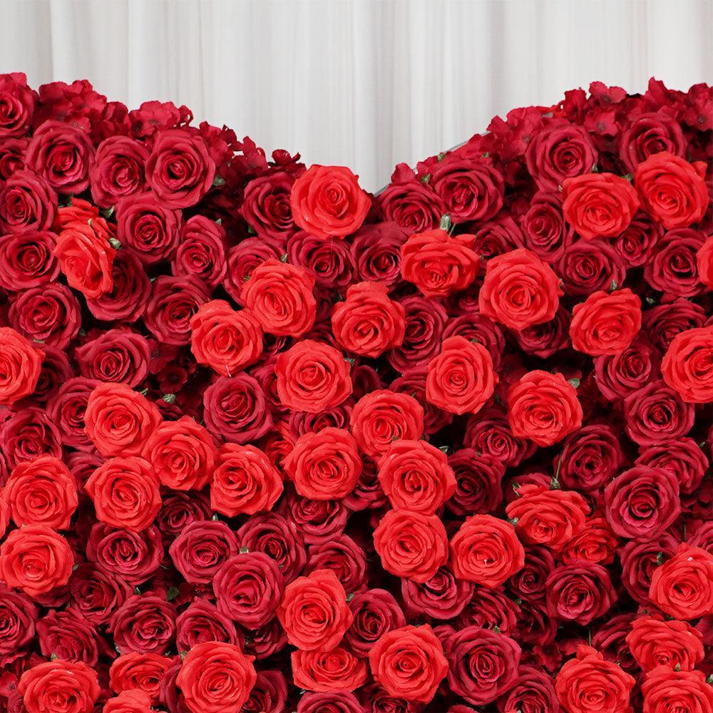 Uflower 2*2m Red Rose Heart Shaped Flower Wall Wedding Background MA80001 - Uflower