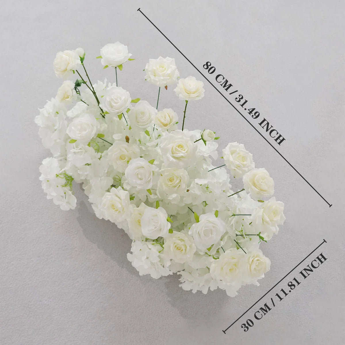 Uflower White Rose Table Runner Sofa Floral Wedding Backdrop Decor SET80120 - Uflower