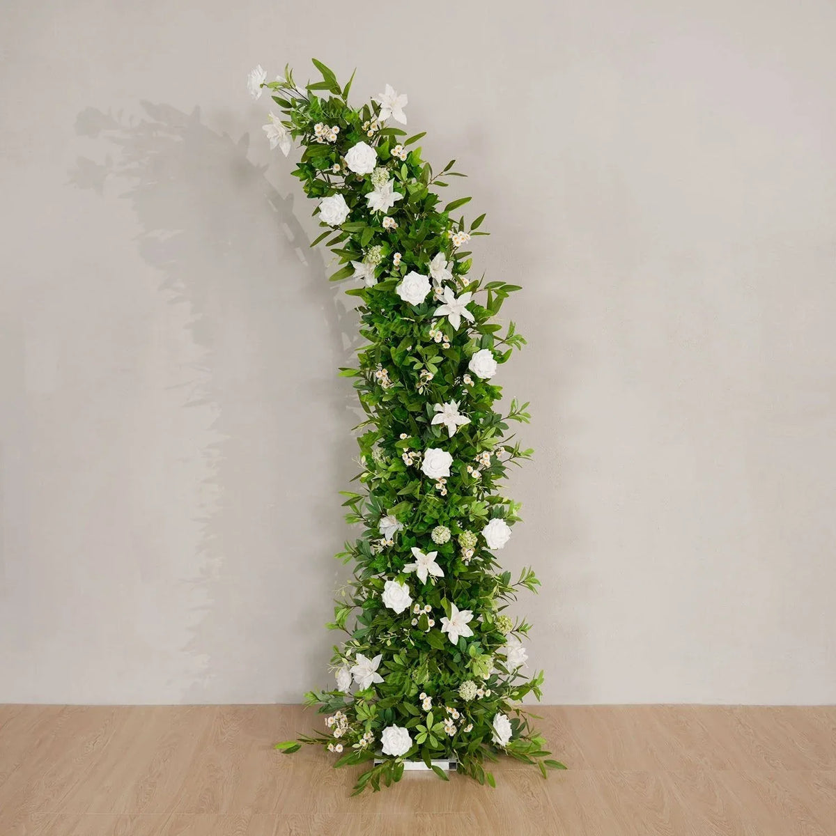 Uflower White Green Floral Arrangement Horn Arch Wedding Backdrop Props SET80098-01 - Uflower