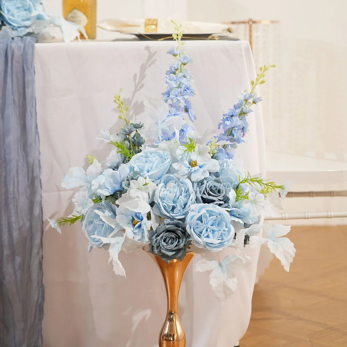 Uflower Smog-Blue Flower Row Decor KT Board Wedding Arrangement Props SET80178 - Uflower