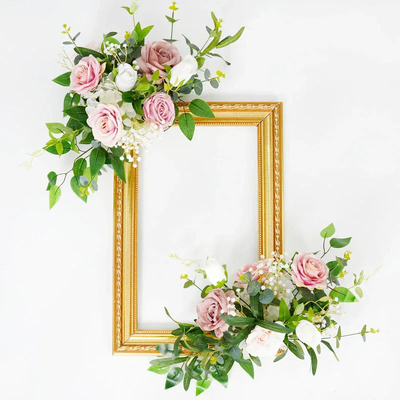 Uflower Pink Faux Flower Wall Backdrop Flower Row Decor SET80016 - Uflower