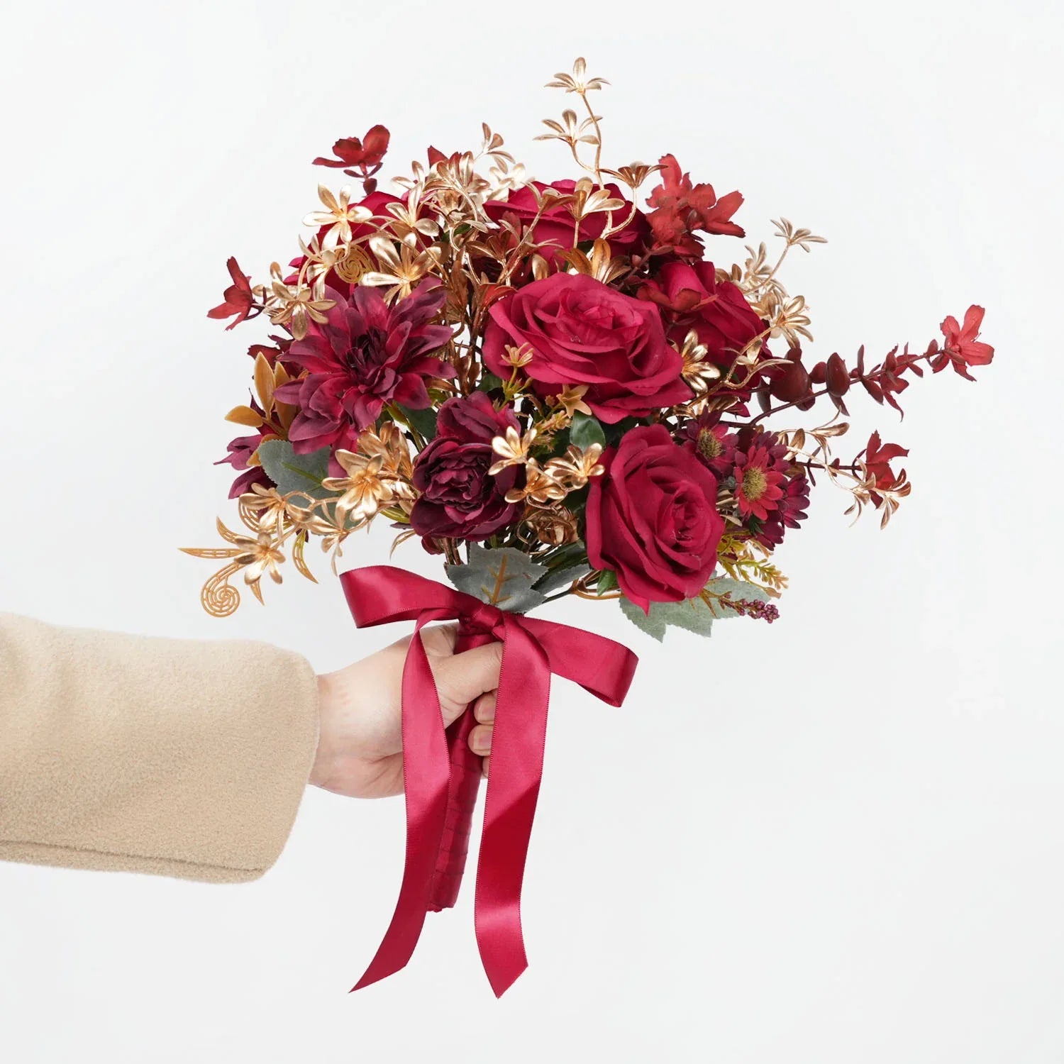 Uflower White and Pink bridal flowers bouquet MG80001-01 - Uflower