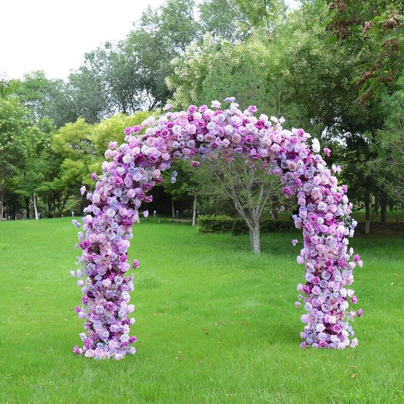 Uflower Purple Rose Babysbreath Floral Door Arch Wedding Party Backdrop Decor - Uflower