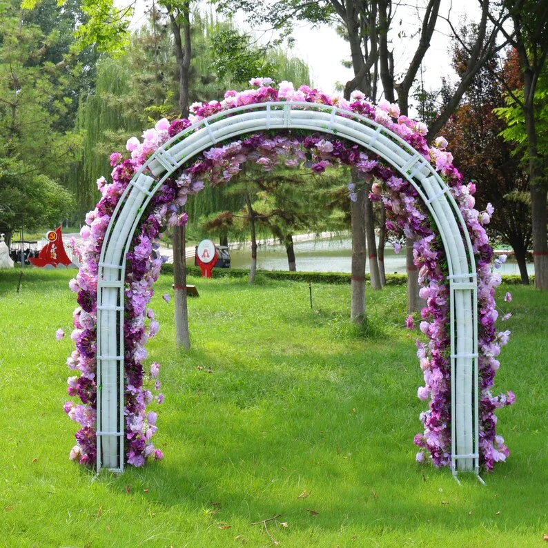 Uflower Purple Rose Babysbreath Floral Door Arch Wedding Party Backdrop Decor - Uflower