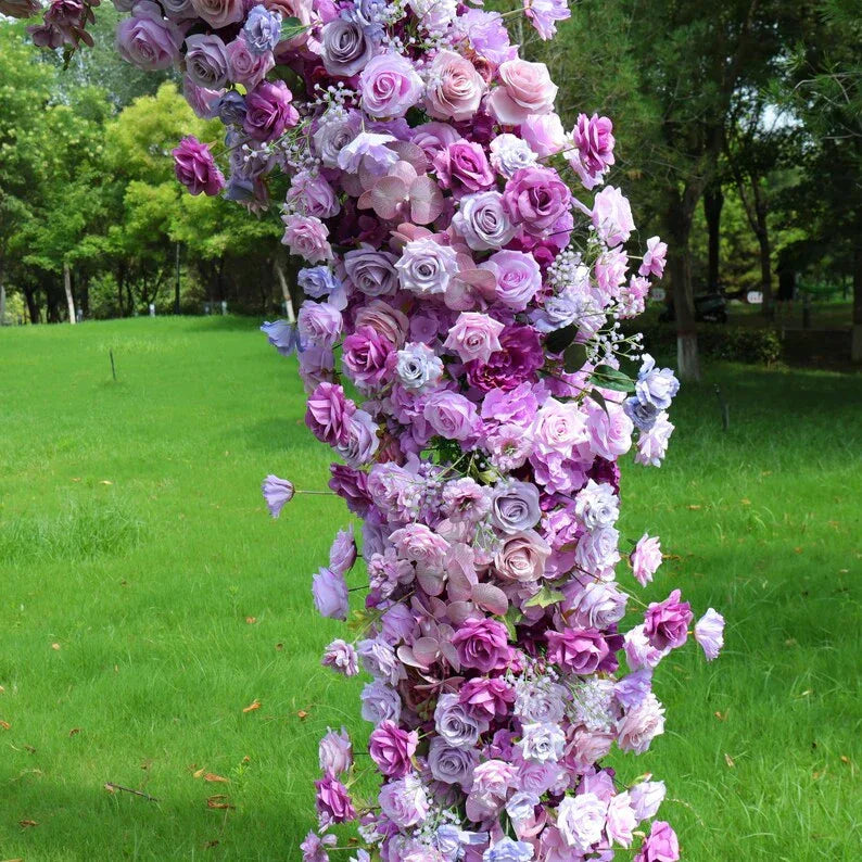 Uflower Purple Rose Babysbreath Floral Door Arch Wedding Party Backdrop Decor - Uflower
