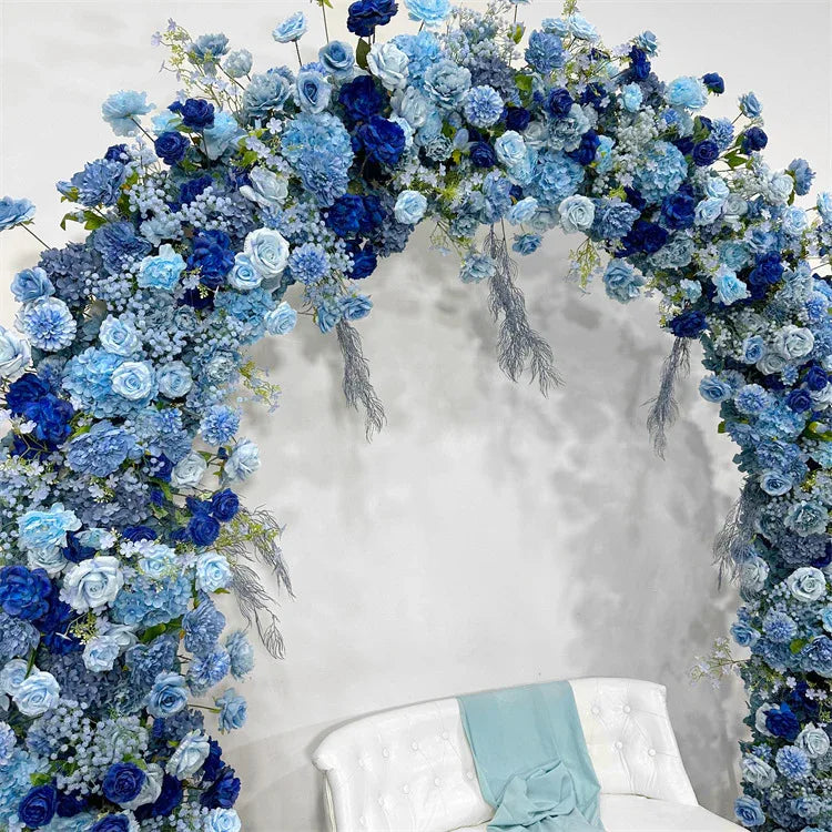 Uflower Blue Rose Floral Door Arch Wedding Party Backdrop Decoration - Uflower