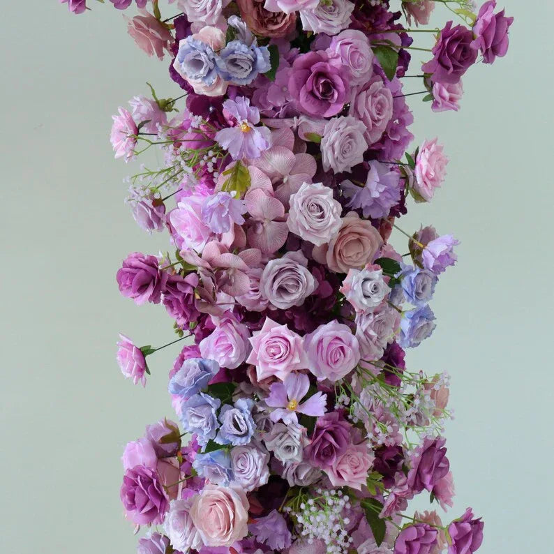 Uflower Purple Rose Babysbreath Floral Door Arch Wedding Party Backdrop Decor - Uflower