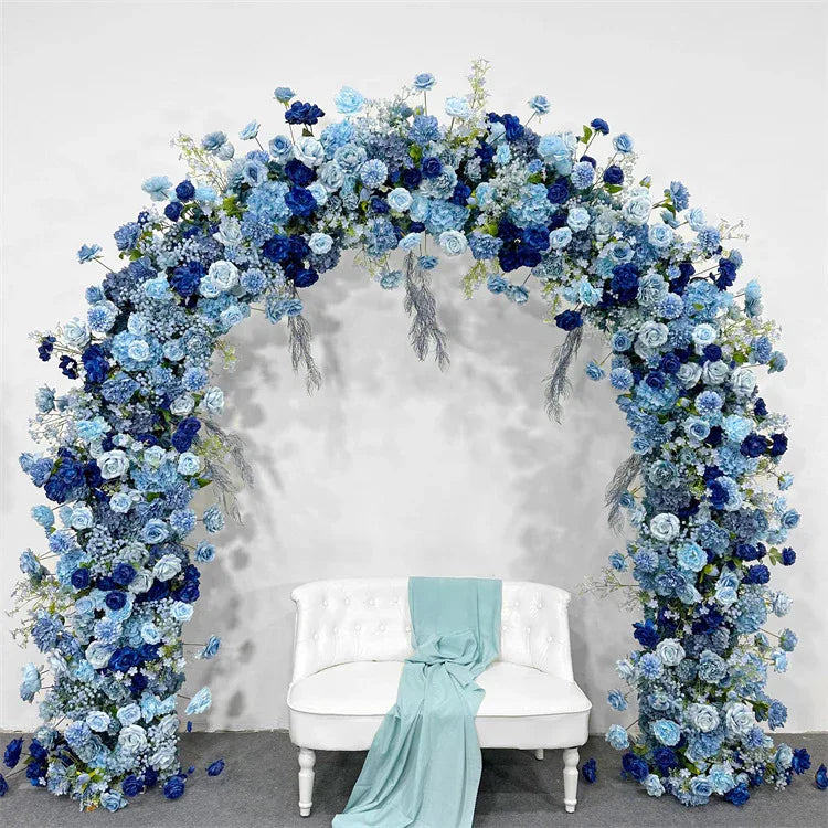 Uflower Blue Rose Floral Door Arch Wedding Party Backdrop Decoration - Uflower