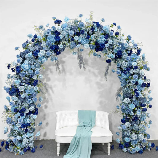 Uflower Blue Rose Floral Door Arch Wedding Party Backdrop Decoration - Uflower