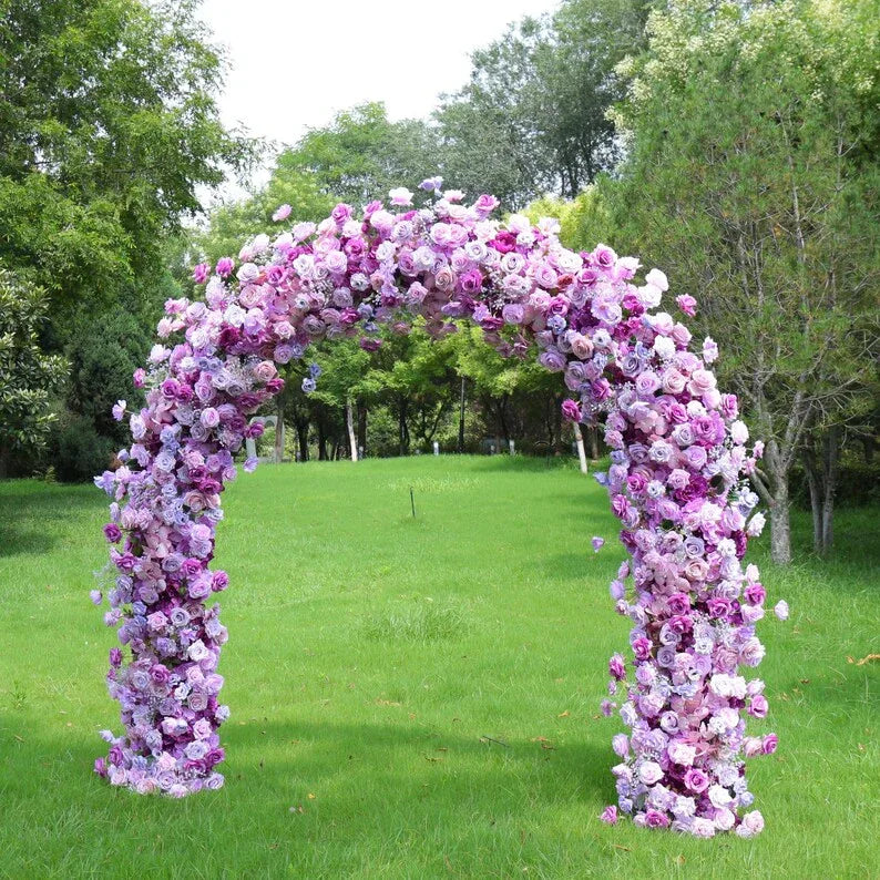 Uflower Purple Rose Babysbreath Floral Door Arch Wedding Party Backdrop Decor - Uflower