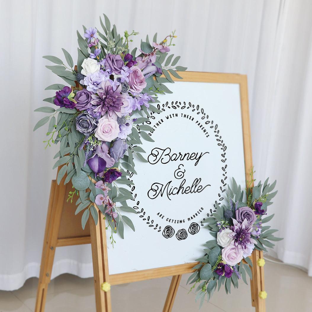Wedding Arch Flower Simulation Lilac Purple Rose Welcome Sign Wedding Party - Uflower