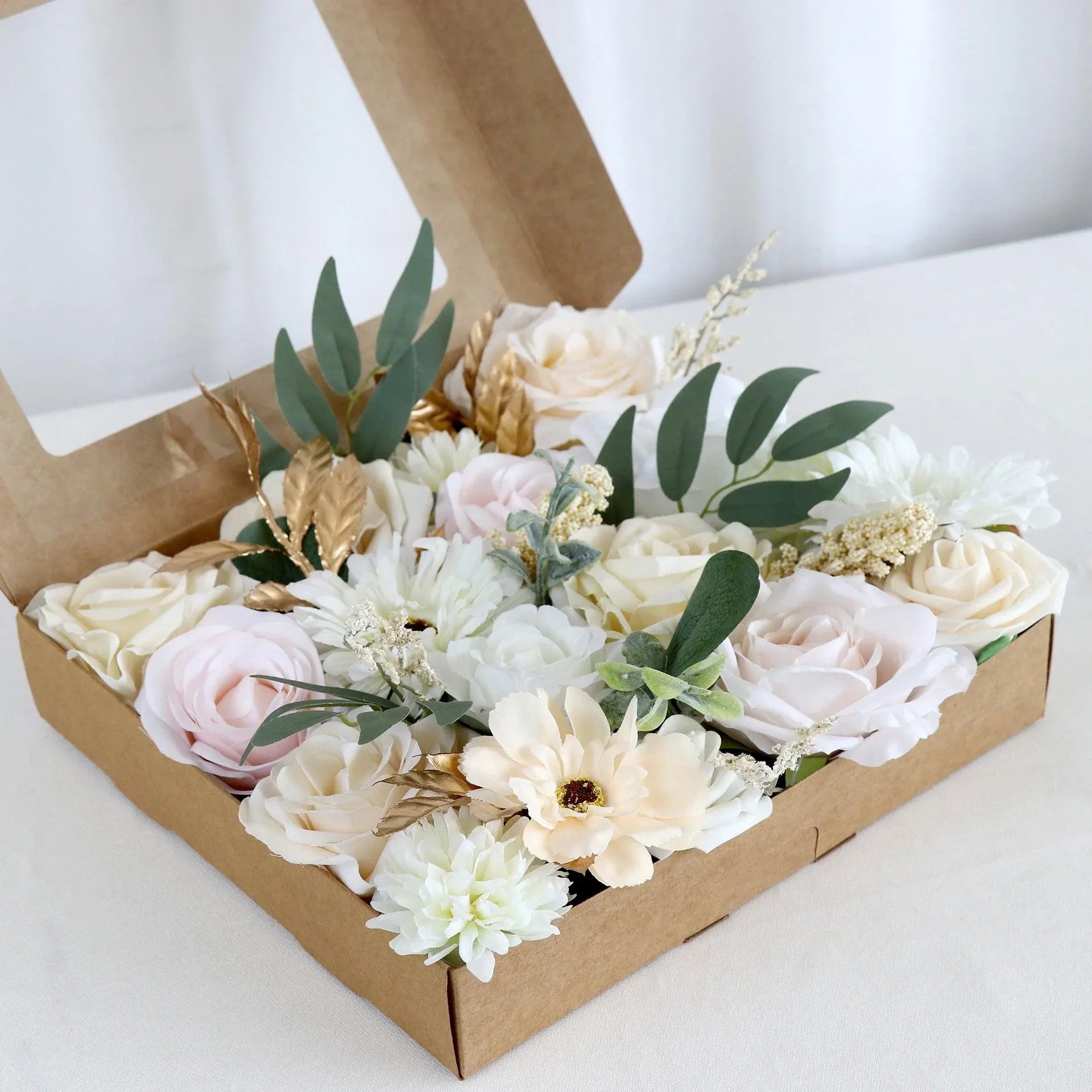 Simulation Rose Boxed Flowers Wedding DIY Bridal Bouquet Birthday Valentine's Day Gift - Uflower