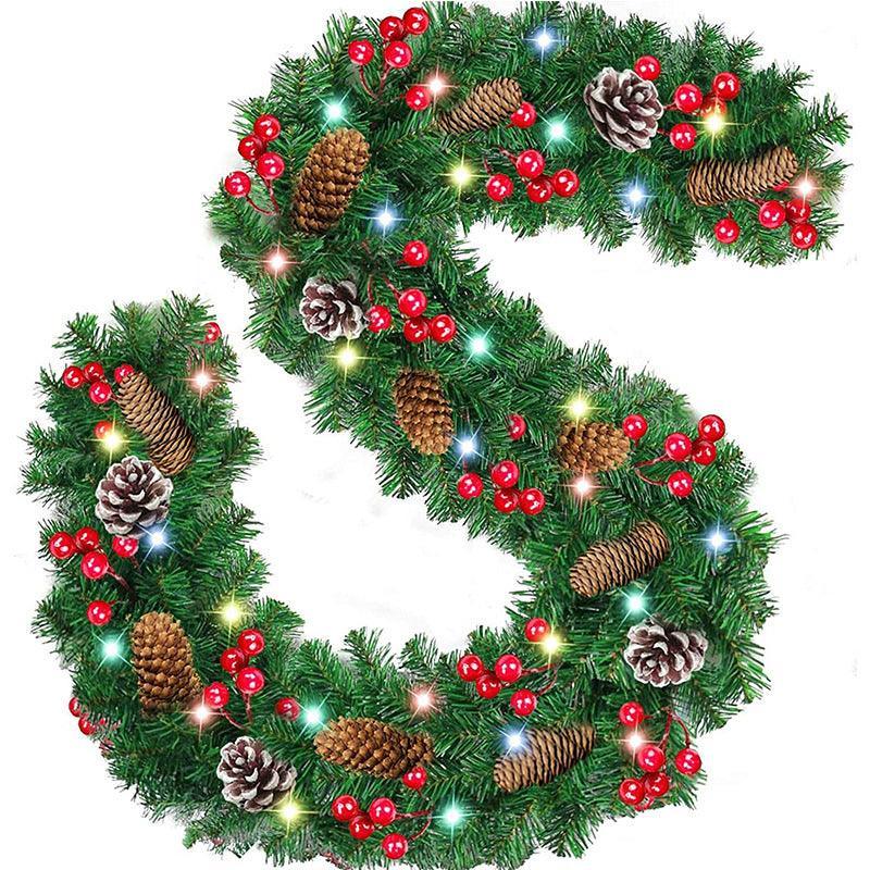 2.7m PVC Christmas Decoration Rattan Wreath - Uflower - Uflower