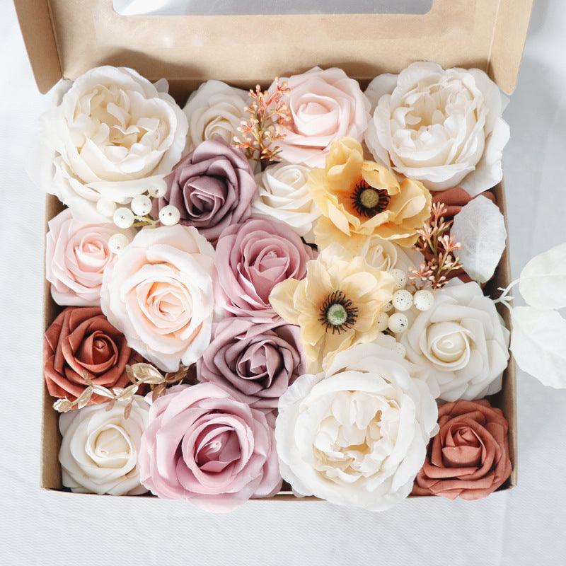 European Style Wedding Handmade Gift Gift Flower Box Simulation Flowers Boxed Flowers Diy Home Bouquet - Uflower