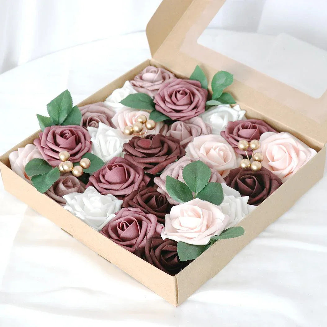 PE Rose Box Wedding Simulation Boxed Flowers Valentine's Day Birthday Gift Box Flowers Diy Home Flowers - Uflower