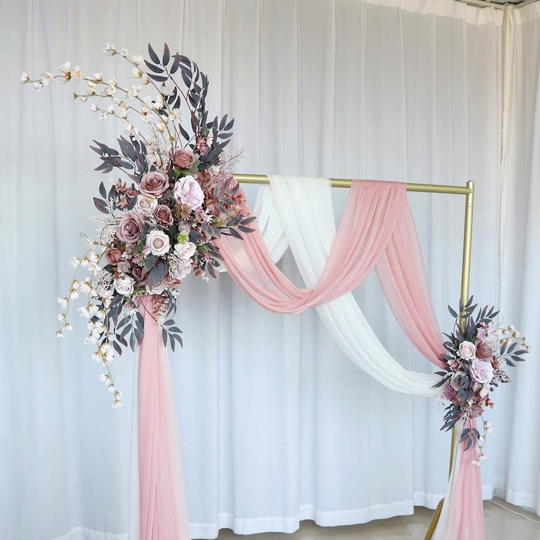 Simulated Arch Decoration Wedding Scene Welcome Sign Bean Paste Powder Grey White Flower Corner Flower Arrangement - Uflower