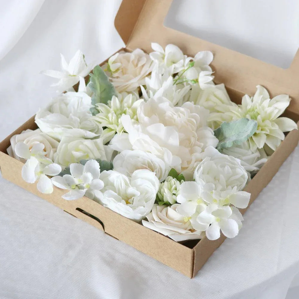 White Artificial Simulation Box Flower | Uflower - Uflower