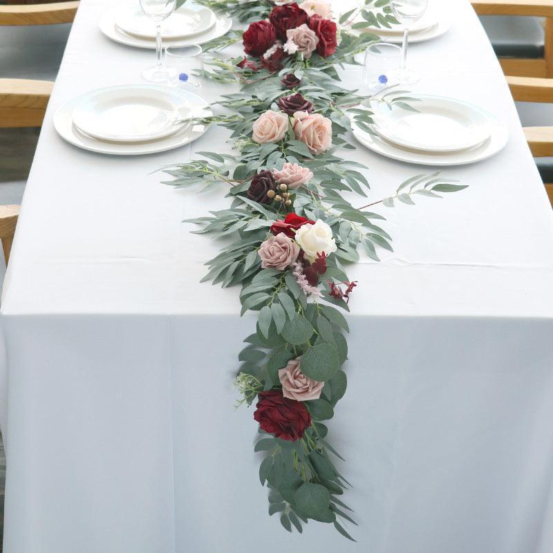 Wedding wine Red bean soup powder table flower decoration vine stage background - Uflower