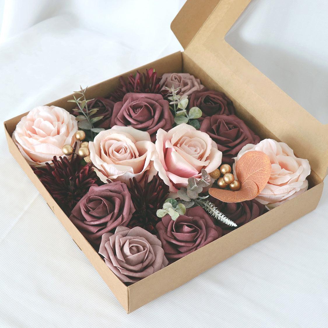 European style wedding simulation boxed flowers wedding birthday party handmade gift flower box Diy Home - Uflower