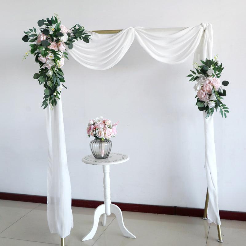 Pink White Rose Wedding Arch Hanging Corner Floral Decor - Uflower