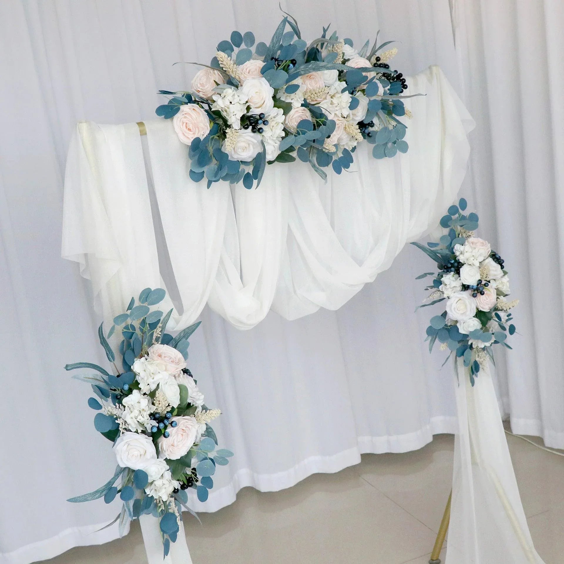 Peacock Blue Wedding Arch Corner Flower Decor - Uflower