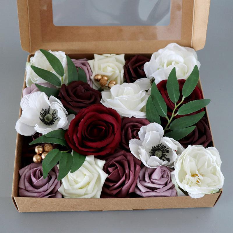 Boxed Flowers European Wedding Birthday Party Simulation Flower Gift Box Wedding Diy Bridal Hand Flower - Uflower