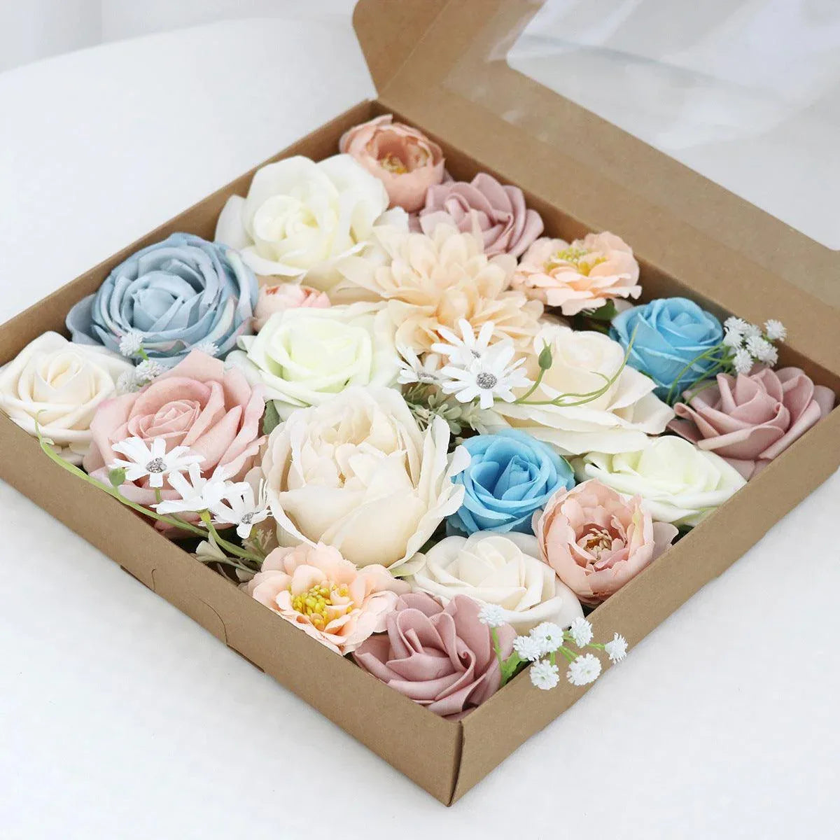 Simulation Flower Flower Box Birthday Proposal Gift Box Flower Head with Rod DIY Wedding Bridal Bouquet - Uflower
