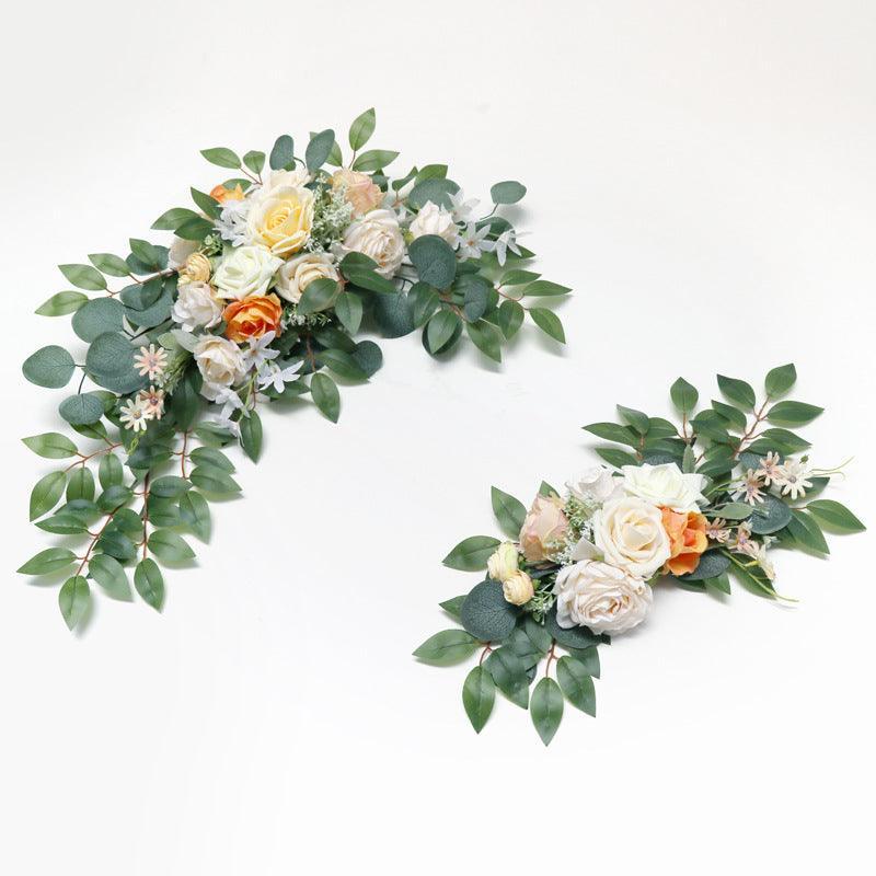 Light Orange White Wedding Arch Corner Flower Decor - Uflower