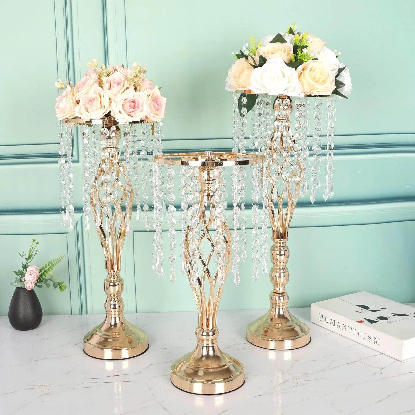 Metal Iron Art Crystal Acrylic Beaded Dining Table Decoration - Uflower