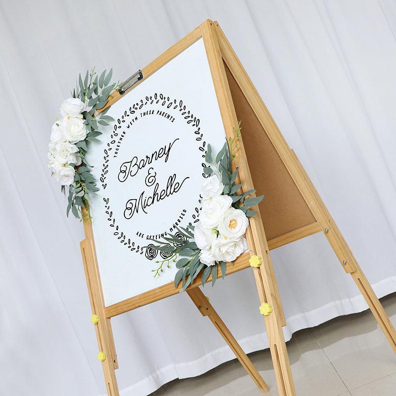 Simulated light colored floral art wedding welcome sign decoration corner flower props - Uflower