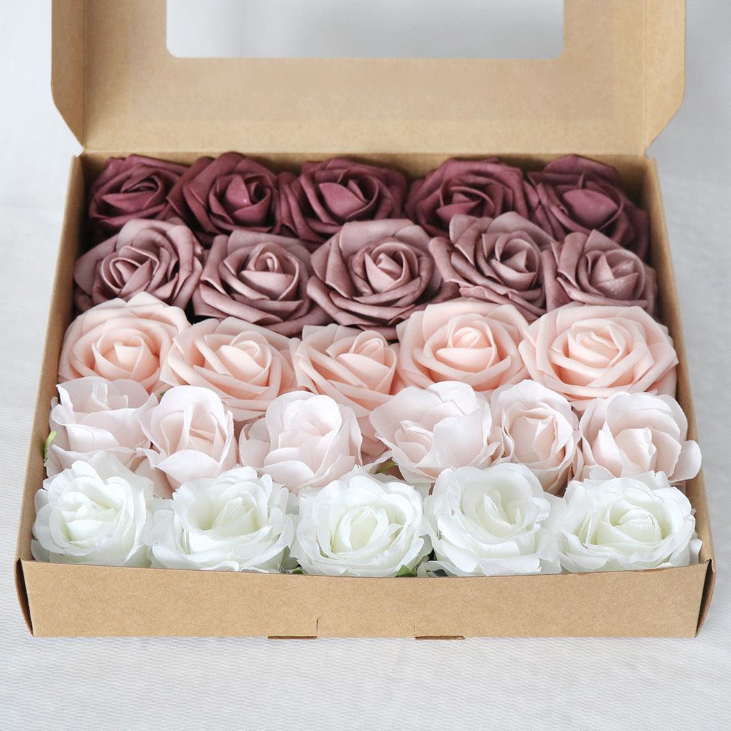 Simulation PE Roses Boxed Flowers Wedding Birthday Party Handmade Gift Flower Boxes - Uflower