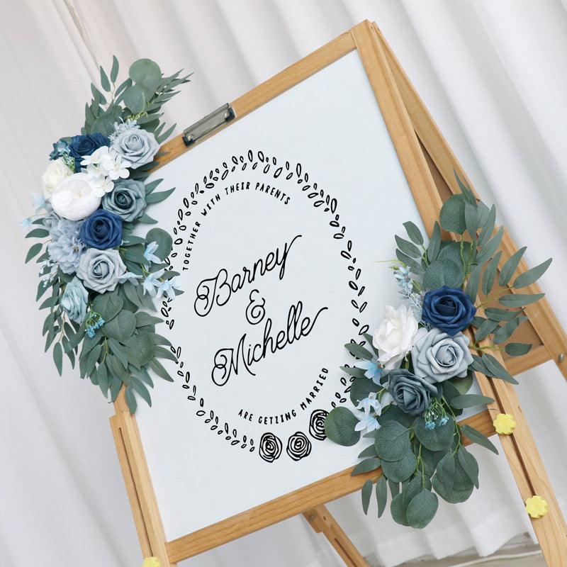 Simulated haze blue rose art wedding welcome sign decoration corner flower props - Uflower