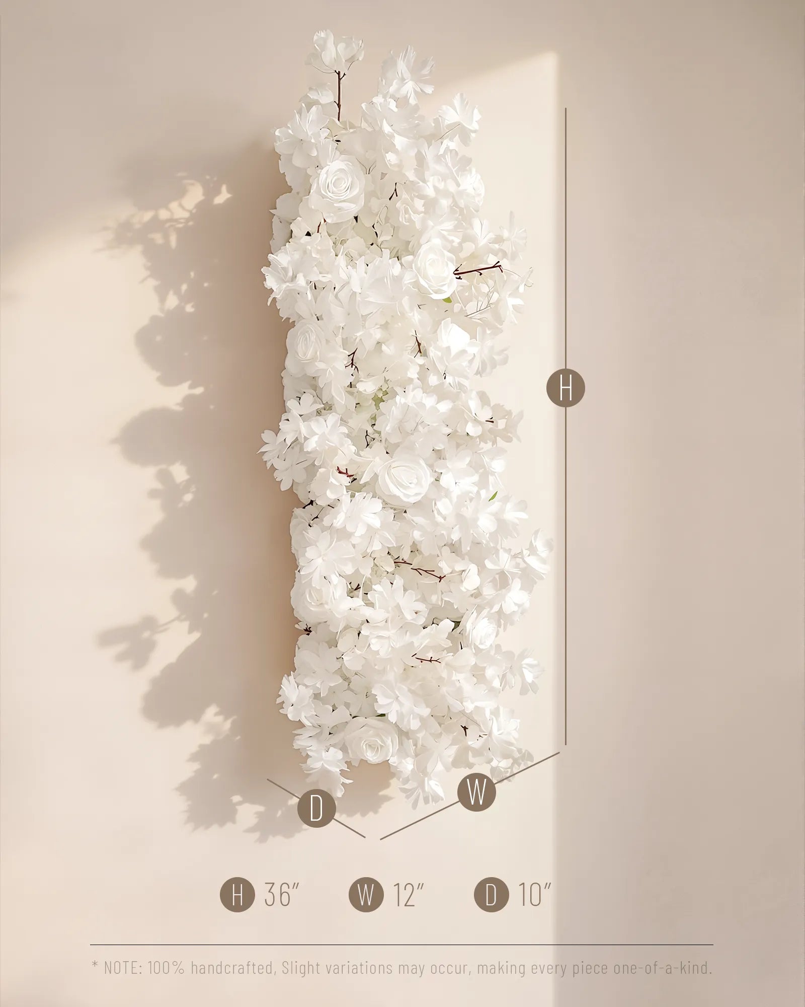 Uflower 100cm White Rose & Sakura Blossom Flower Row with Drapes MC89001-01