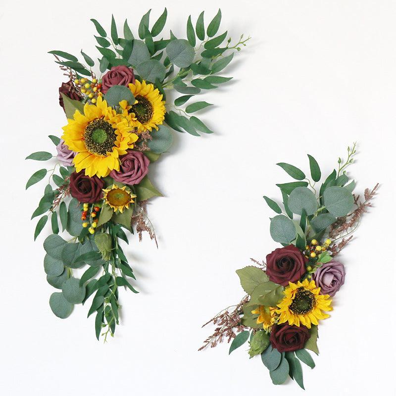 Sunflowers Rustic Wedding Arch Hanging Corner Floral Decor - Uflower