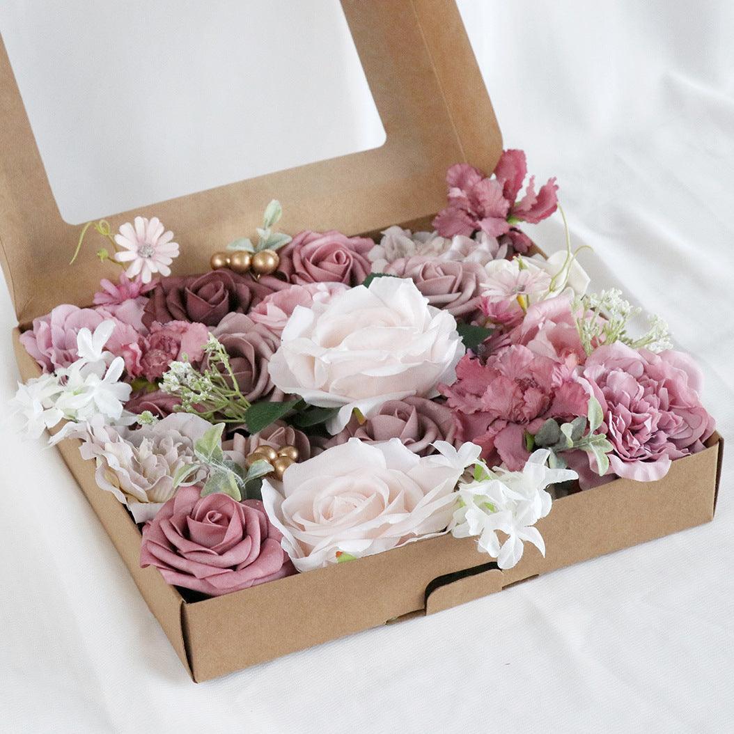 Simulation rose boxed flowers European wedding bridal bouquet DIY - Uflower