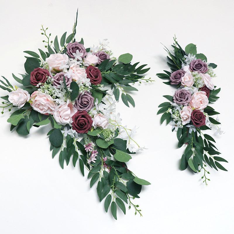 Vintage Light Pink Roses Wedding Arch Hanging Corner Floral Decor - Uflower