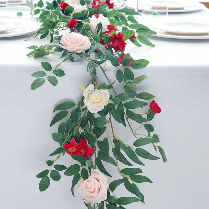 Wedding Red Pink Table Flower Decoration Vine Stage Background Decoration - Uflower