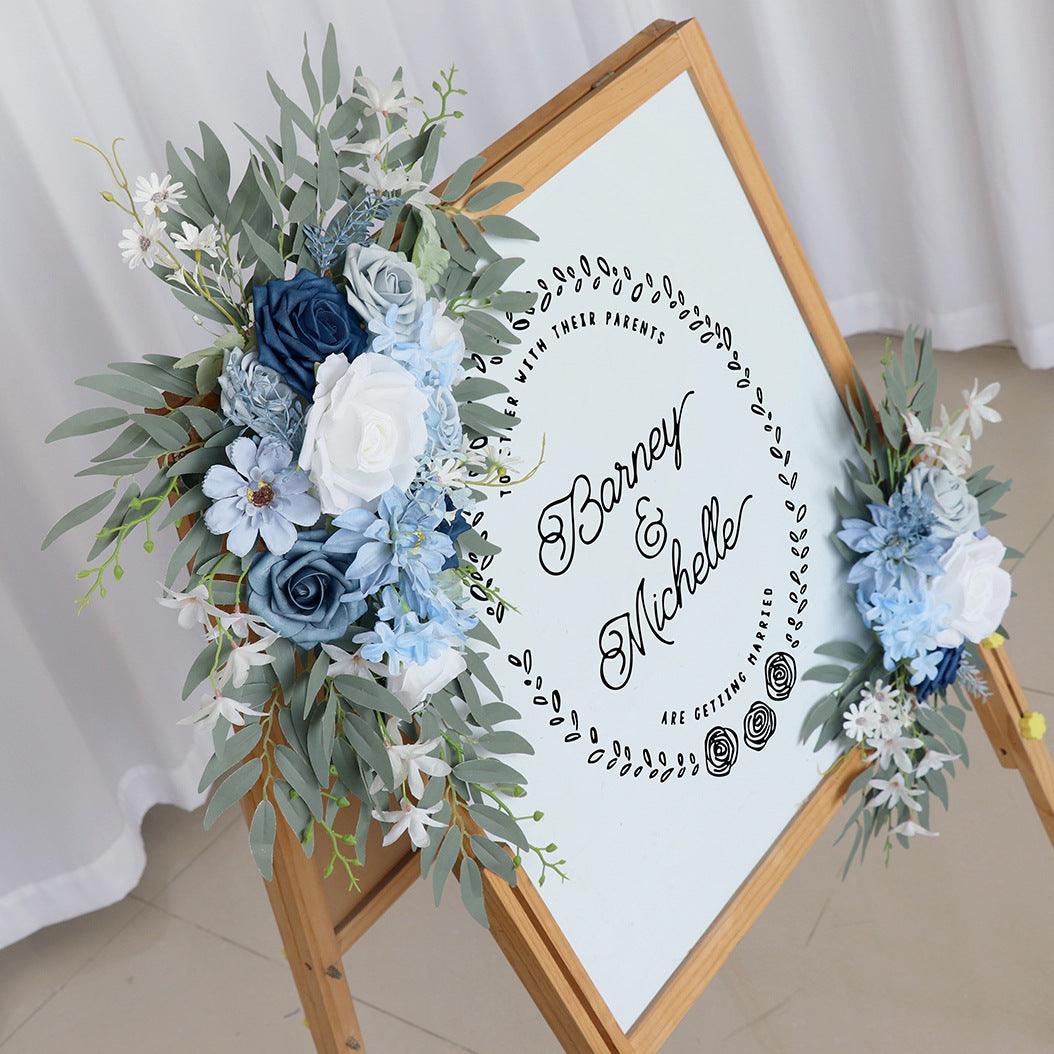 Wedding Arch Flower Simulation Haze Blue Rose Welcome Sign Wedding Party - Uflower
