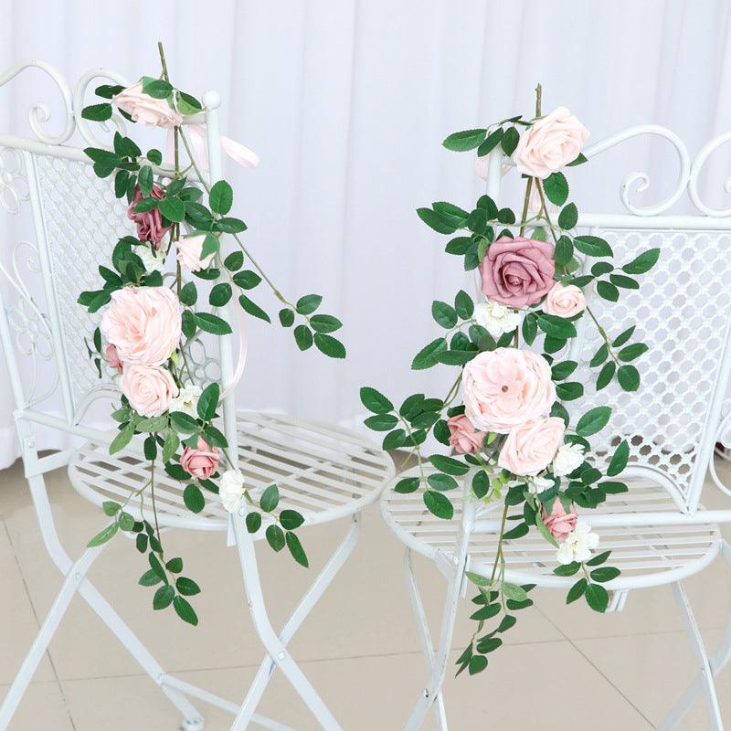 Simulated flower cane chair back flower wedding chair back flower decoration - Uflower