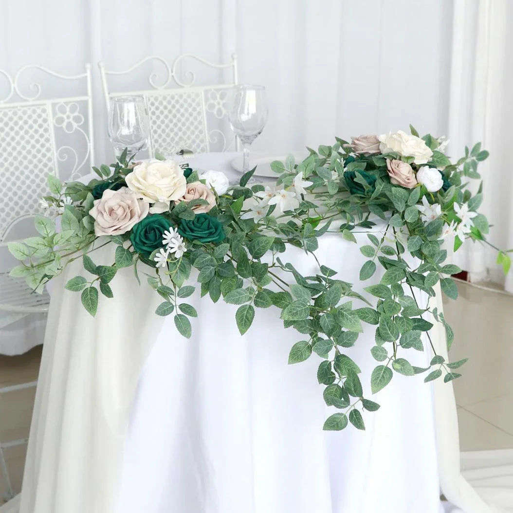 Dousha dark green table flower wedding decoration simulation flower banquet floral art - Uflower