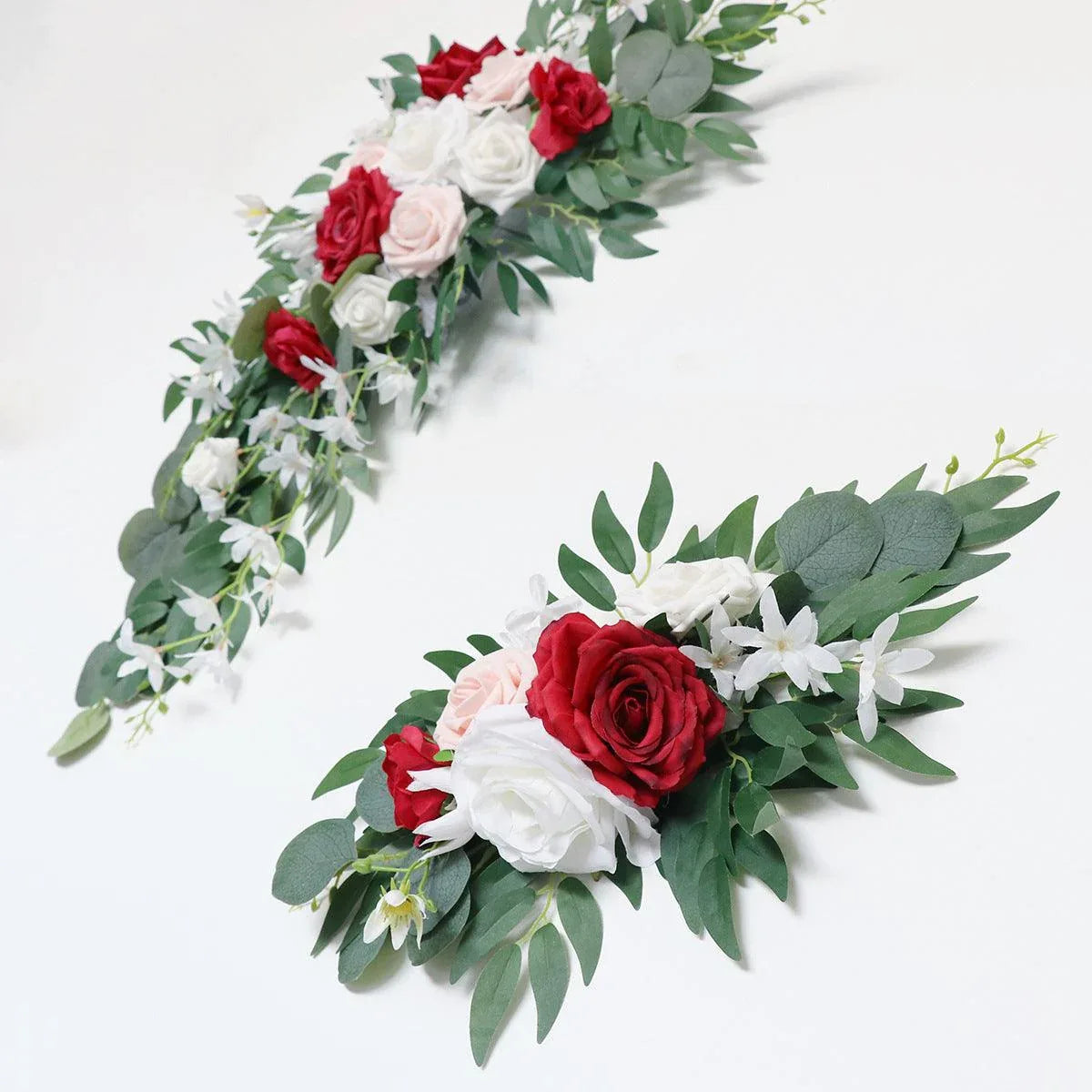 Red Pink Roses Wedding Arch Hanging Corner Floral Decor - Uflower