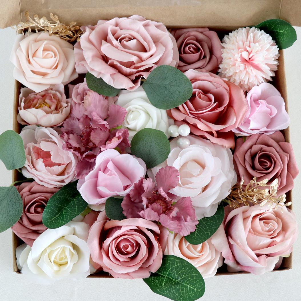 Simulation Rose Boxed Flowers Wedding Diy Bridal Bouquet Valentine's Day Birthday Gift - Uflower