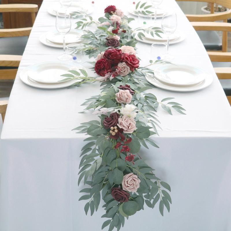 Long wine Red bean soup rattan wedding simulation table flower decoration - Uflower