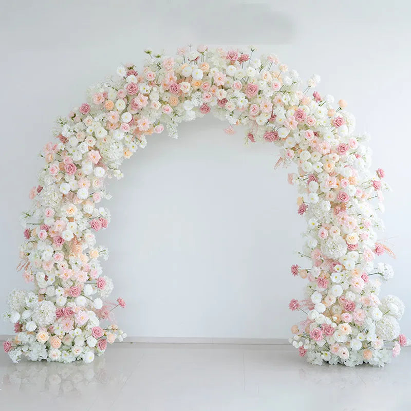Uflower Pink White Rose Door Arch Floral Arrangement Set DD03111