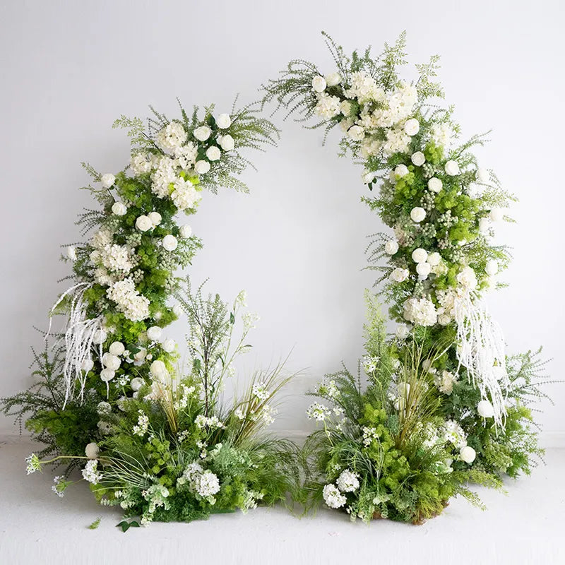 Uflower Green Floral Arrangement Horn Arch Wedding Props SET80220