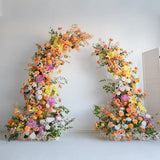 Uflower Orange Horn Arch Floral Arrangement Wedding Backdrop Props SET80139